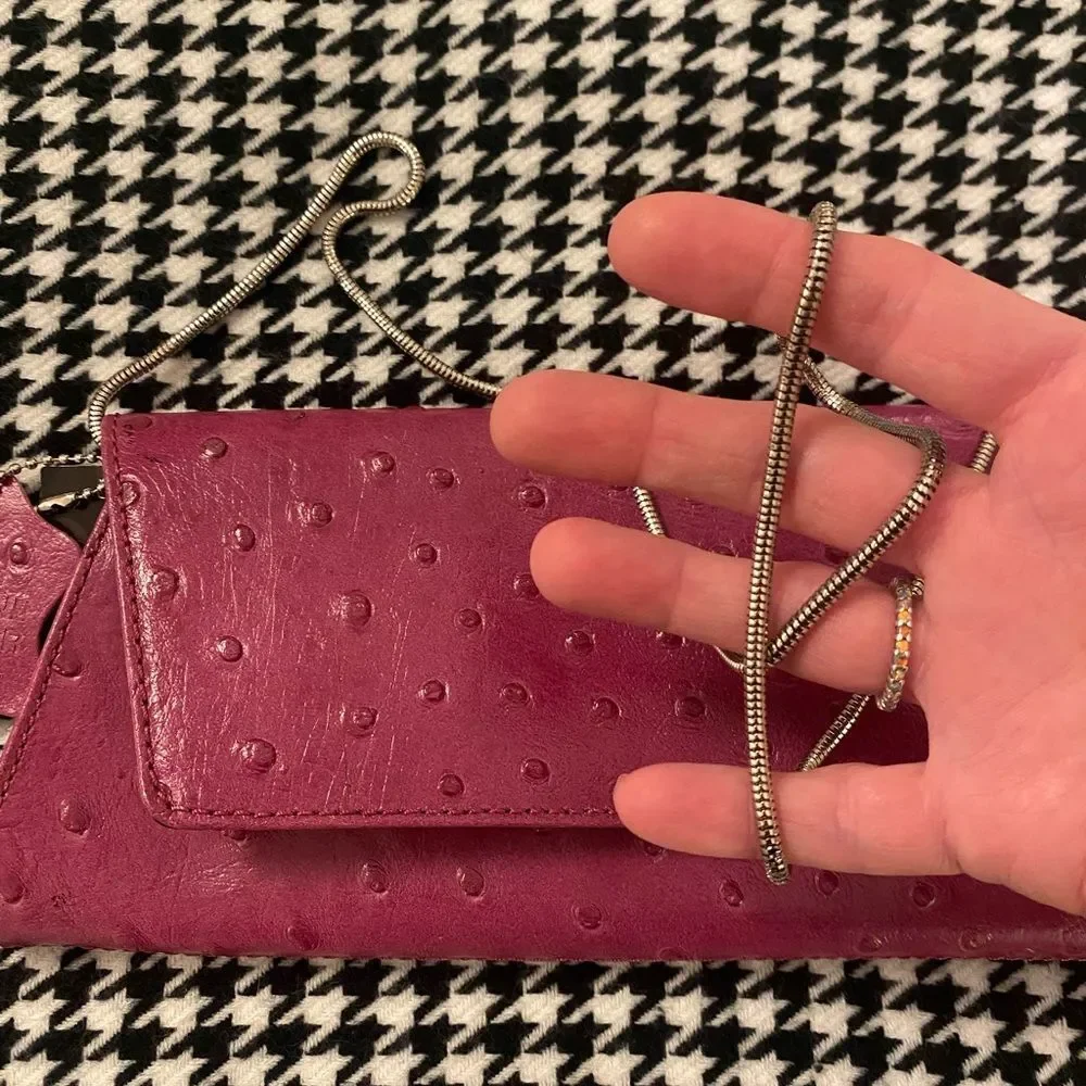 NWT Valerie Stevens vintage leather clutch purple